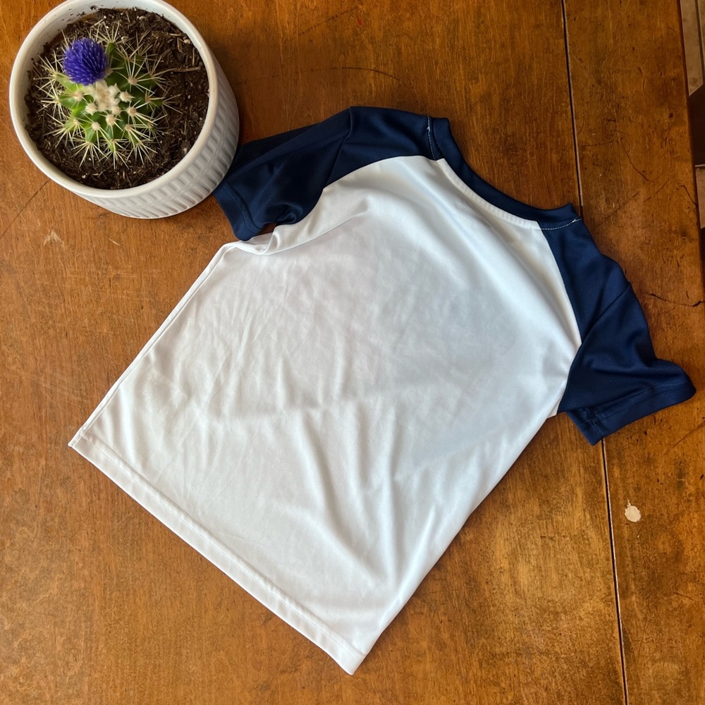 BCG Toddler Raglan Tee 4T Navy White Baseball Flag Shirt - Picture 4 of 4